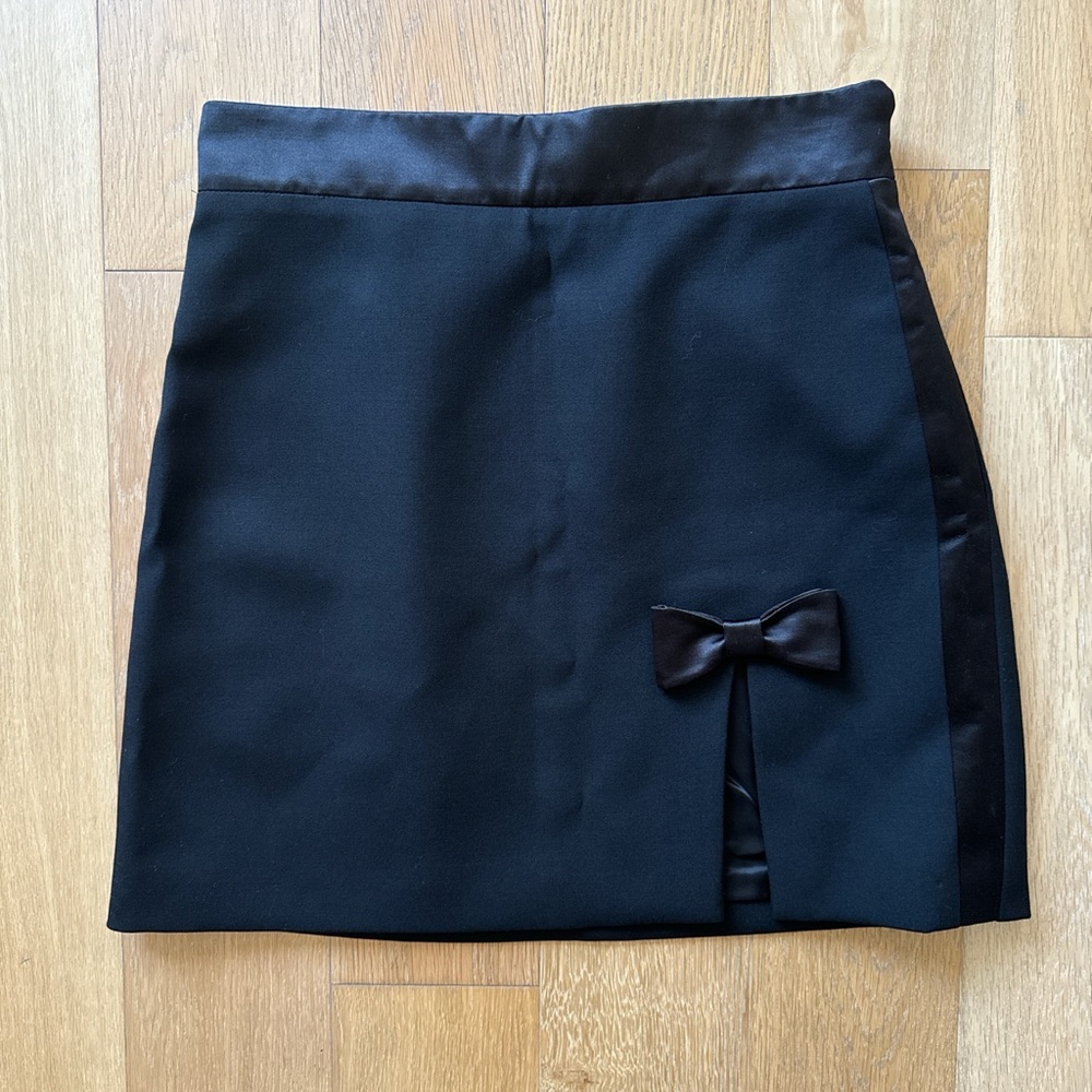Miu Miu Black Mini Skirt with Bow Accent